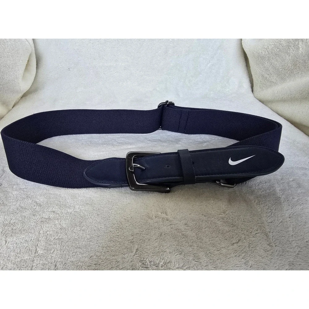 Nike Baseball Belt Navy Blue Adjustable One Size Swoosh Logo Elastic Synthetic